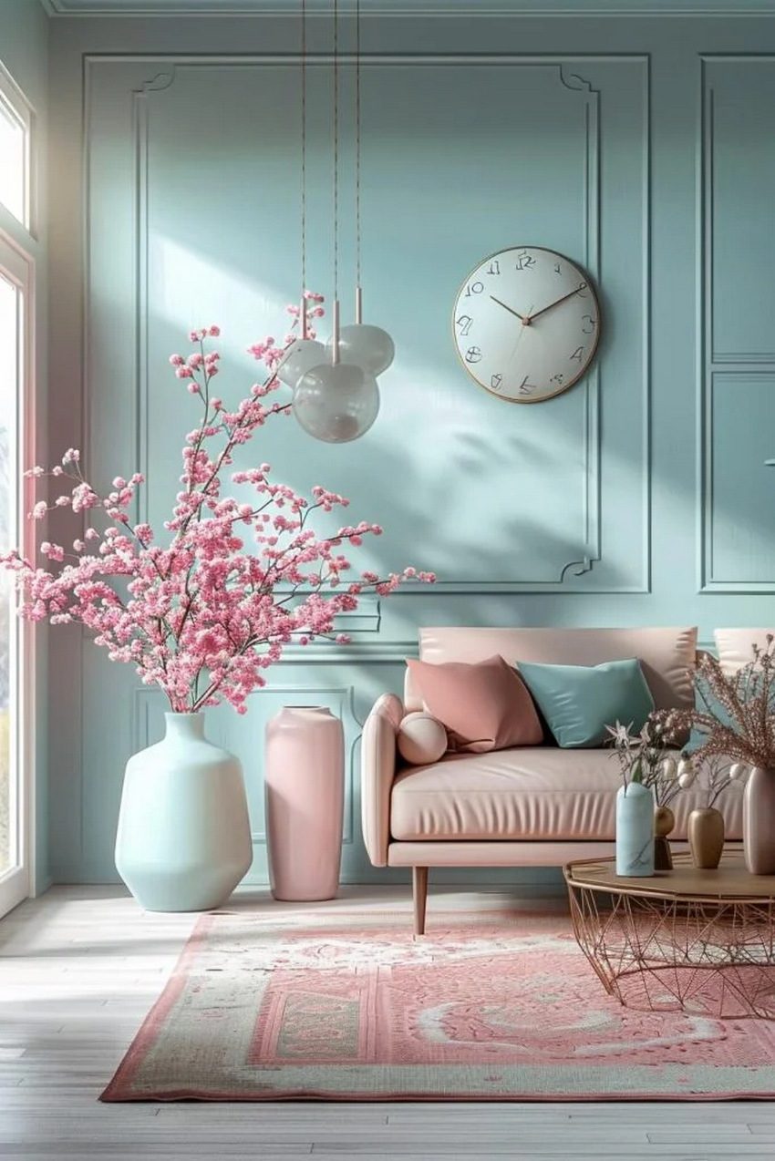 18 Colorful Mid Century Modern Living Room Designs 27 9. Pastel Decor Delight