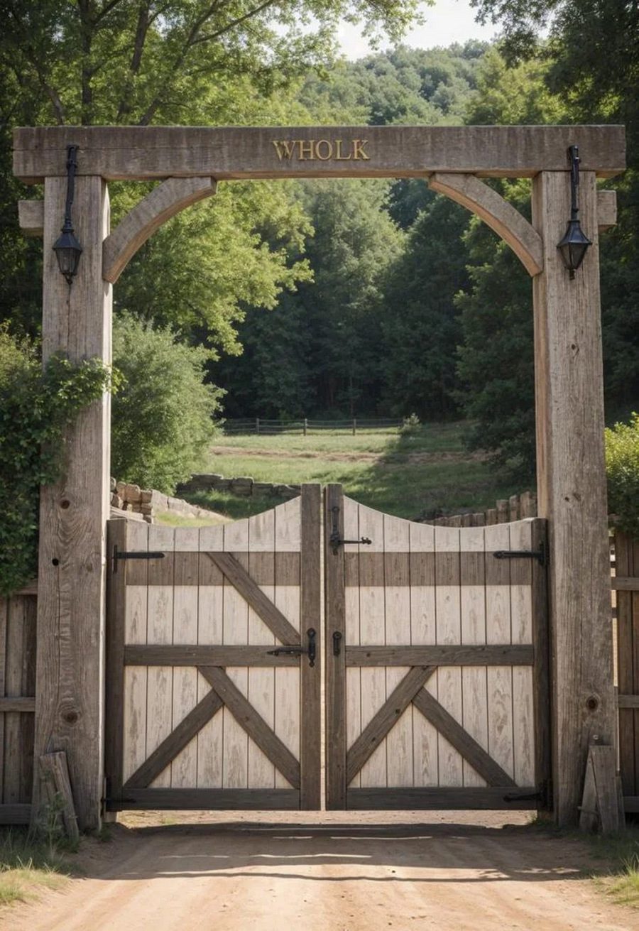 19 Inspiring Farmhouse Gate Ideas for Charming Entrances 10 6. Rustic Farm Gate Design Inspiration