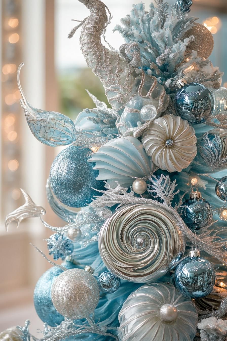 21 Gorgeous Blue Christmas Decor Ideas You Must See 3 1. Ocean-inspired Blue Christmas Tree-0