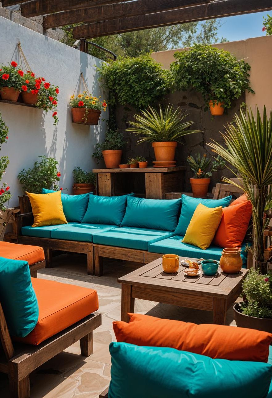 15 Stunning Mexican Patio Ideas for Your Home 16 7. Colorful Rustic Patio Furniture-0