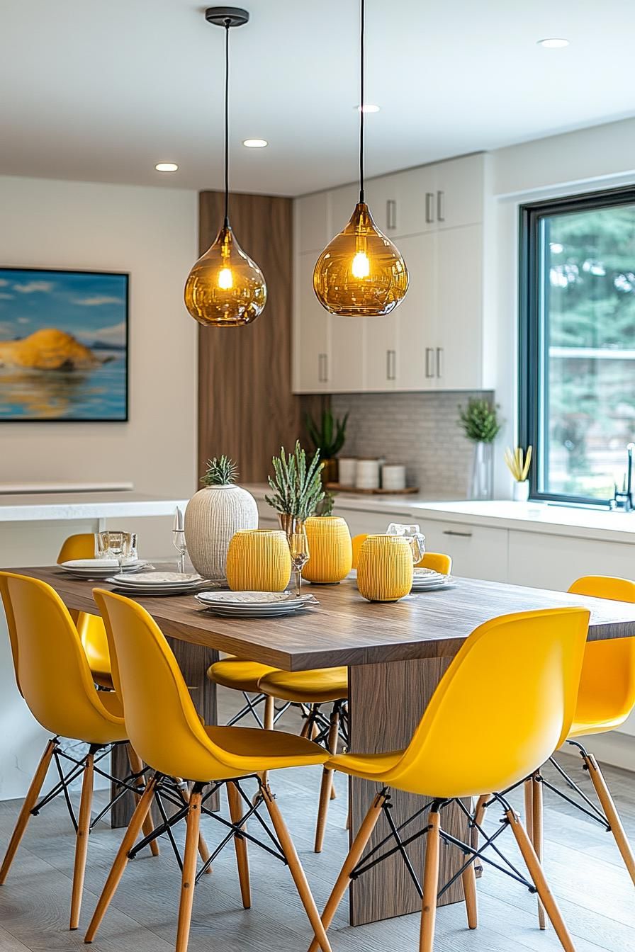 23 Stunning Mid-Century Modern Dining Tables You’ll Adore 57 21. Mustard Yellow Accents for Dining-1