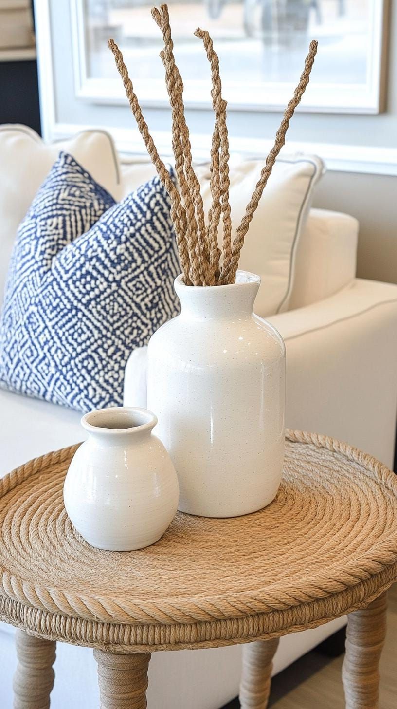 20 Cozy Winter Decor Ideas to Transform Your Home 50 18. Natural fiber rope crafts with winter white accents-3