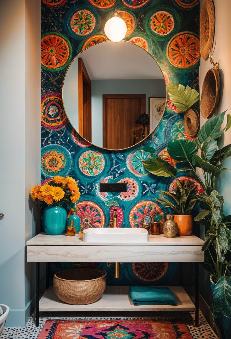 16. Boho Ceramic Basin for Colorful Splash-0