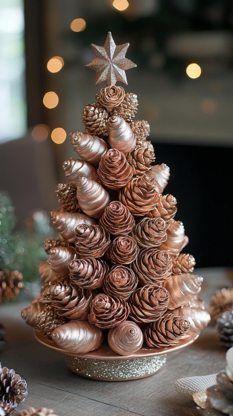 15 Elegant Christmas Decor Ideas to Easily Transform Your Home 18 6. Metallic Pinecone Centerpiece Inspiration-0