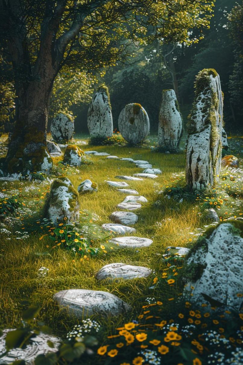 23 Enchanting Ideas for Your Spiritual Garden Sanctuary 10 6. Enchanted Stone Circle Amid Nature-0