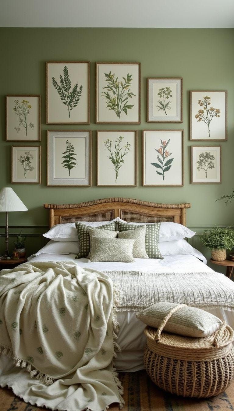 8. Nature’s Gallery: Create a wall arrangement featuring botanical art prints in sage and complementary shades-0