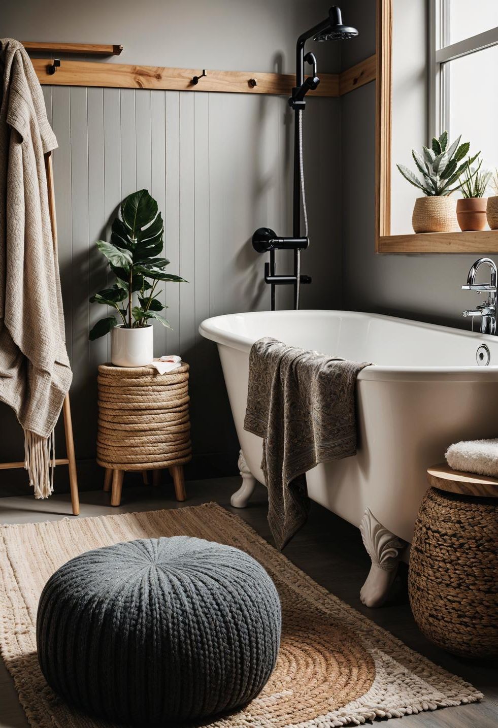 27. Cozy Boho Bathroom Seating-0