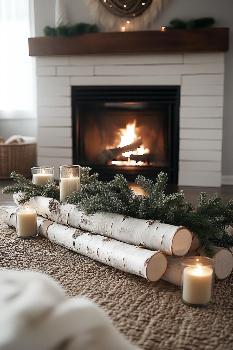 20 Magnificent White Christmas Decor Ideas 34 16. Festive Birch and Pine Display-0