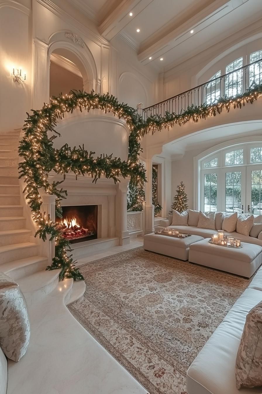 5. Enchanting Staircase Decor with Garland-0