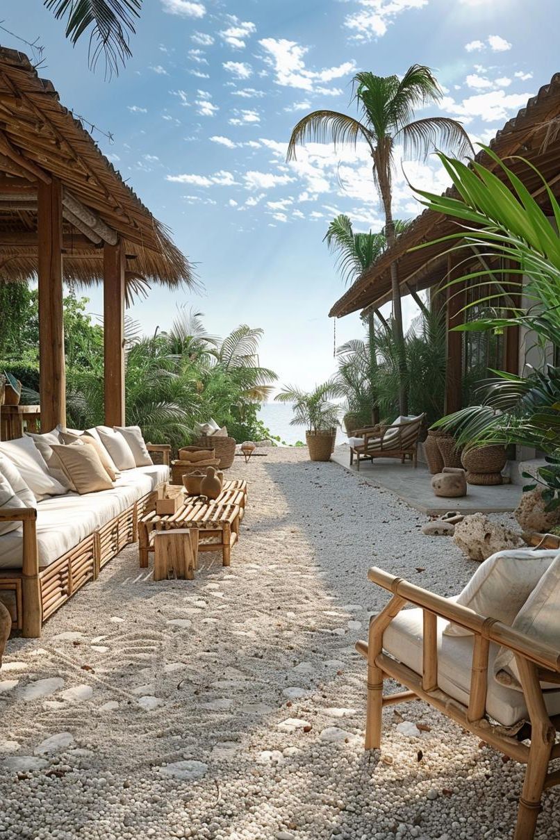 18 Gorgeous Gravel Patio Ideas For Your Backyard Makeover 40 15. Bamboo & Palms Gravel Patio-1