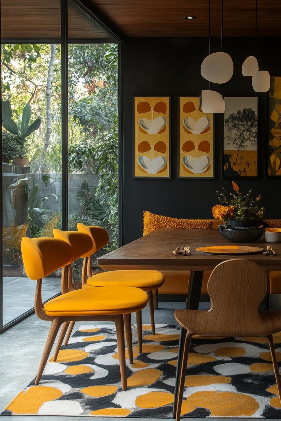 23 Stunning Mid-Century Modern Dining Tables You’ll Adore 58 21. Mustard Yellow Accents for Dining-2