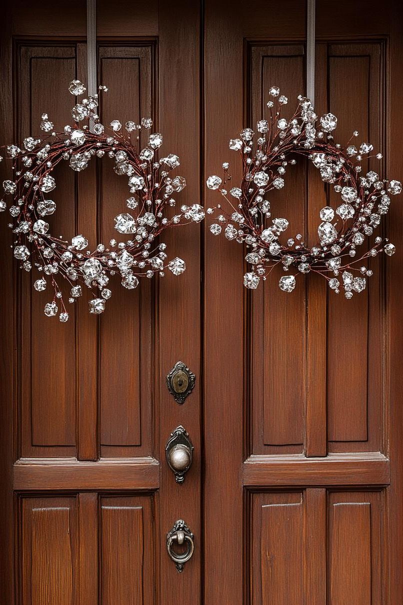 15 Gorgeous Luxury Christmas Decor Ideas To Elevate Your Home 4 1. Crystal Wreaths Spotlight: Dazzling Elegance-1