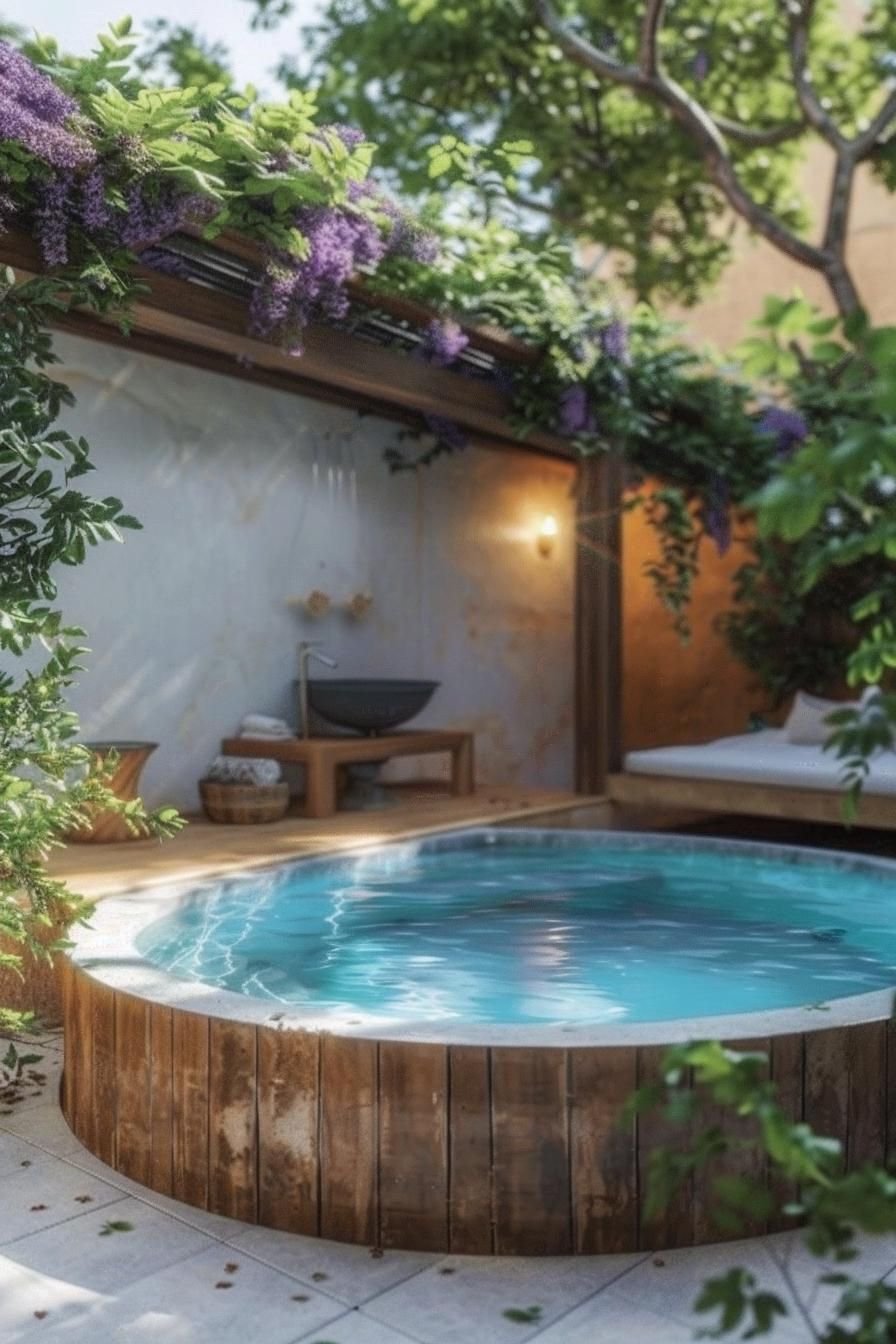 15 Stunning Above Ground Pool Ideas For Your Backyard 44 14. Poolside Garden Poolhouse Oasis-2