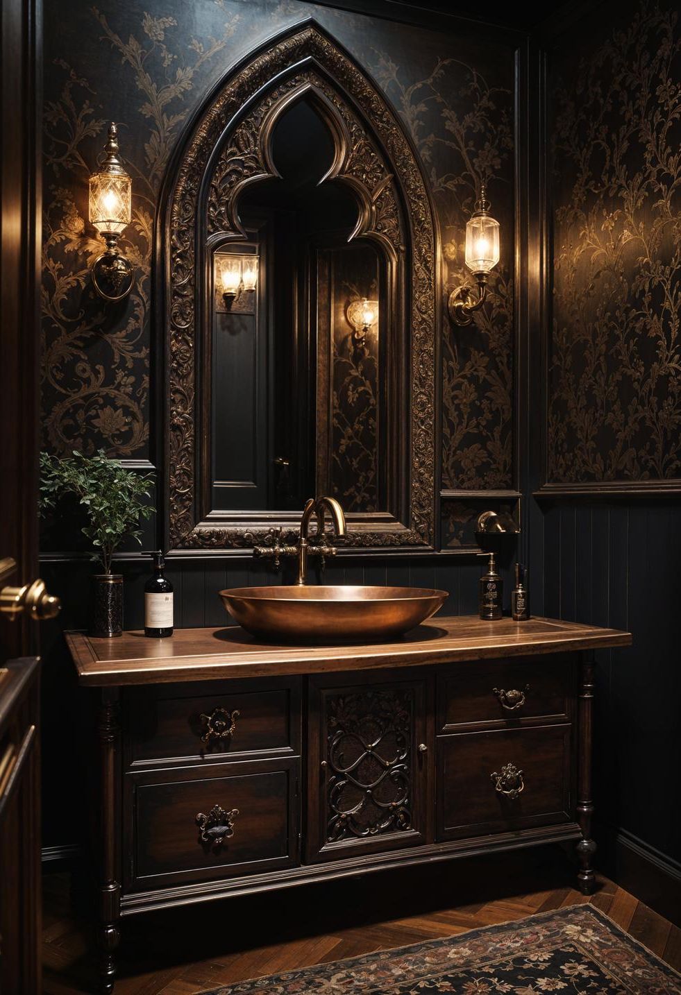 12. Dramatic Gothic Revival Vanity Design-2