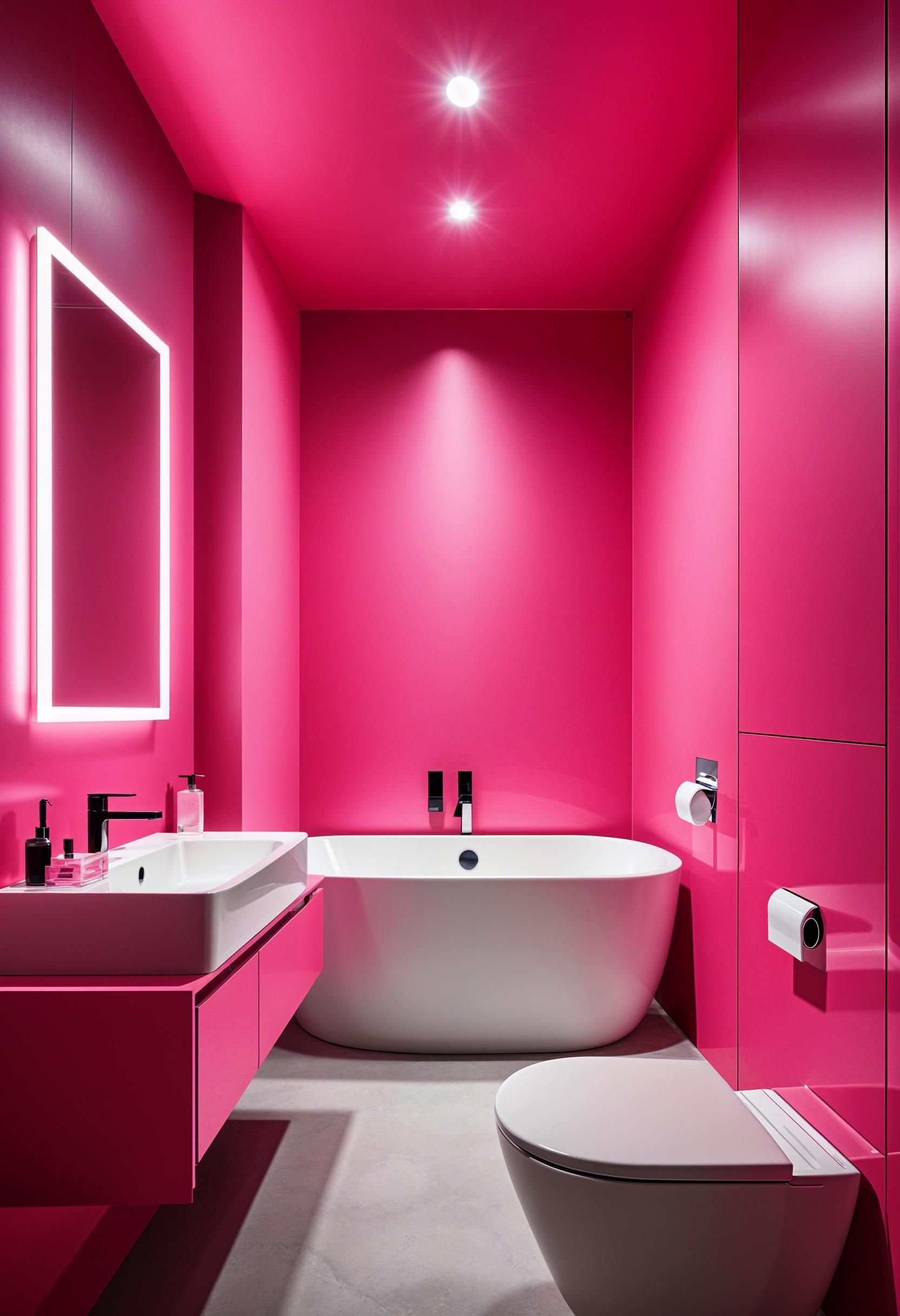 22 Trendy Pink Bathroom Designs To Copy 6 4. Vibrant Neon Pink Accent Walls-0