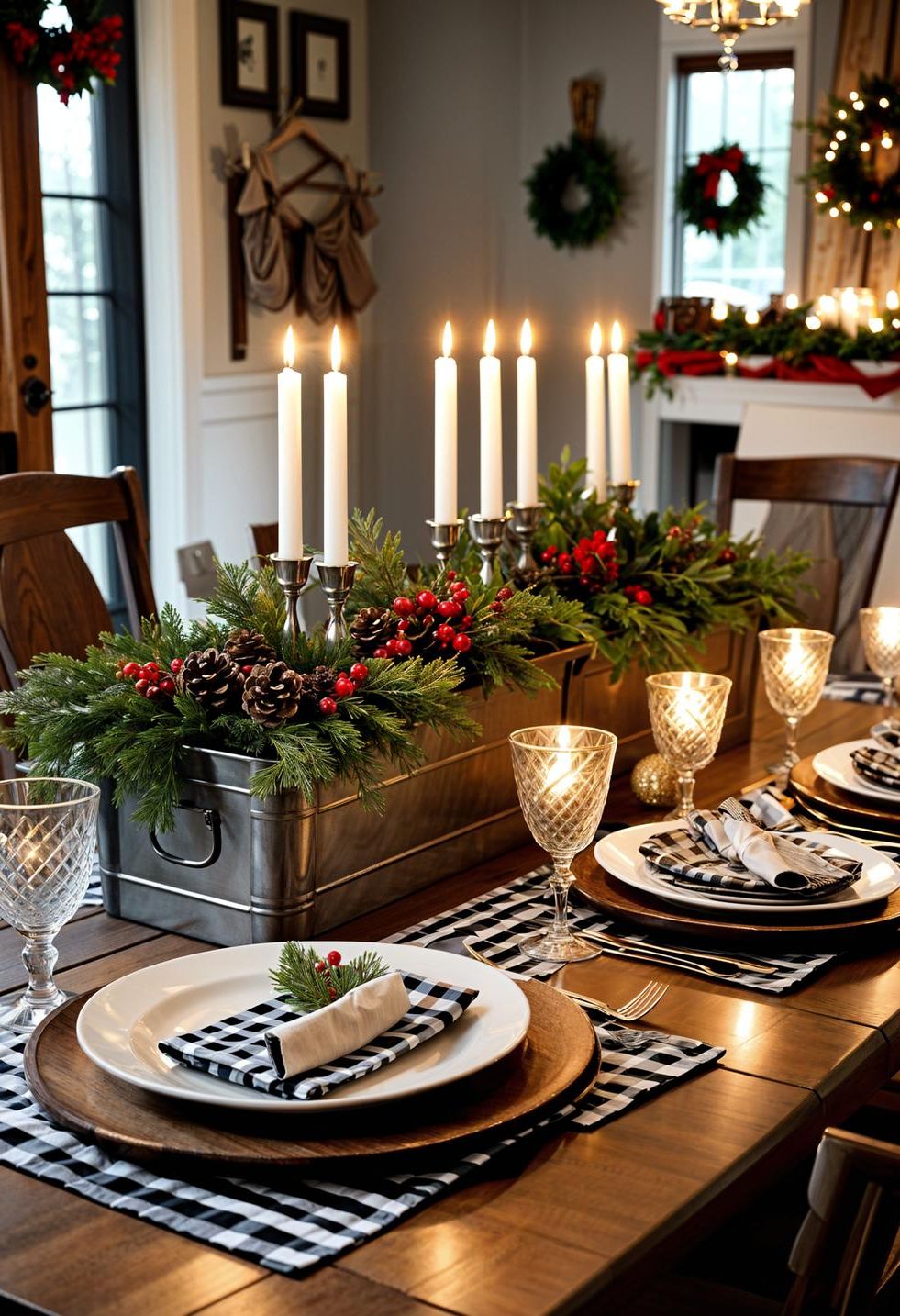 14. Rustic Christmas Table Decor Inspiration-2