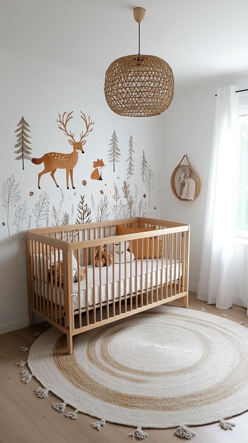 2. Whimsical Woodland Creatures with Muted Pastels and Soft Textiles-1