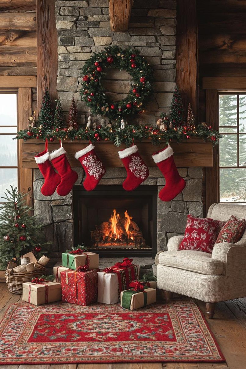 21 Cozy Mountain Lodge Christmas Decor Ideas 34 14. Cozy Knitted Garland for Christmas-0
