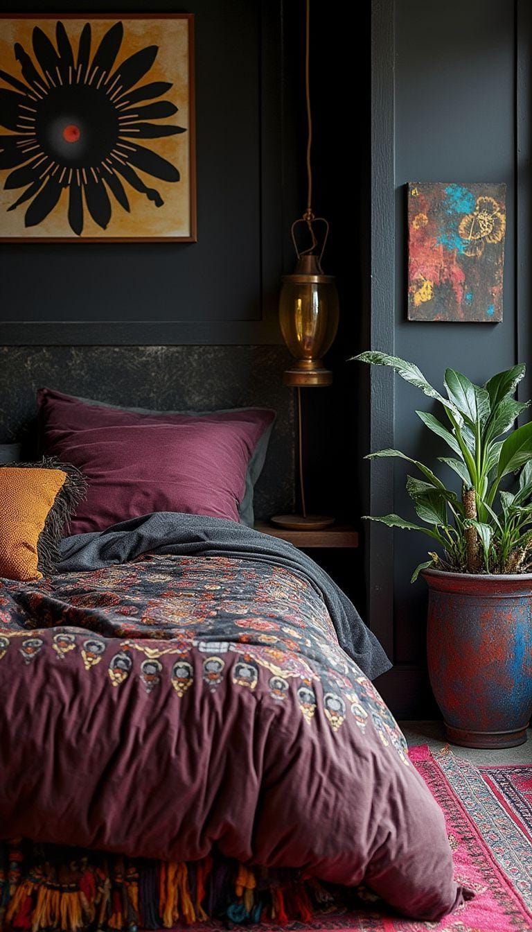 7. Grunge Glamour: Contrast dark, moody colors like noir and maroon with pops of metallic gold-1