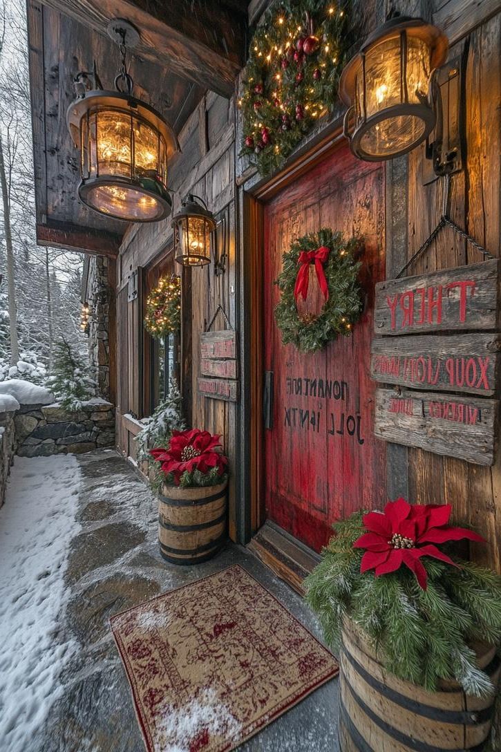 21 Cozy Mountain Lodge Christmas Decor Ideas 20 8. Rustic Holiday Signs: Festive Quotes-1