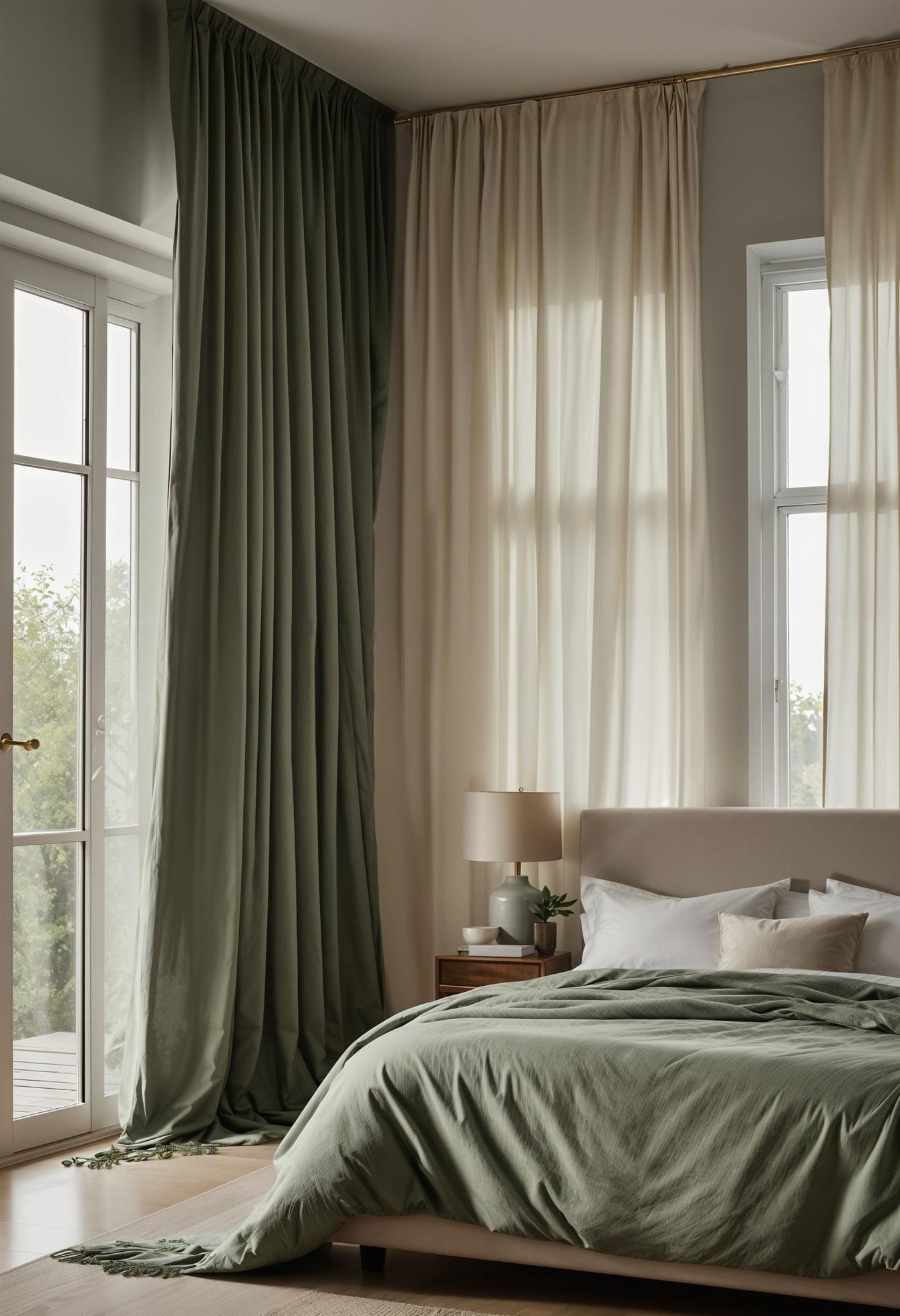 23. Elegant Curtain Pairing: Sage & Cream-0