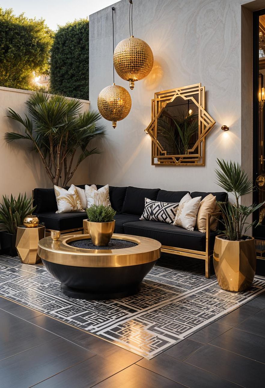 19 Unique Concrete Patio Ideas You Must See (New) 39 17. Luxurious Art Deco Concrete Patio-2
