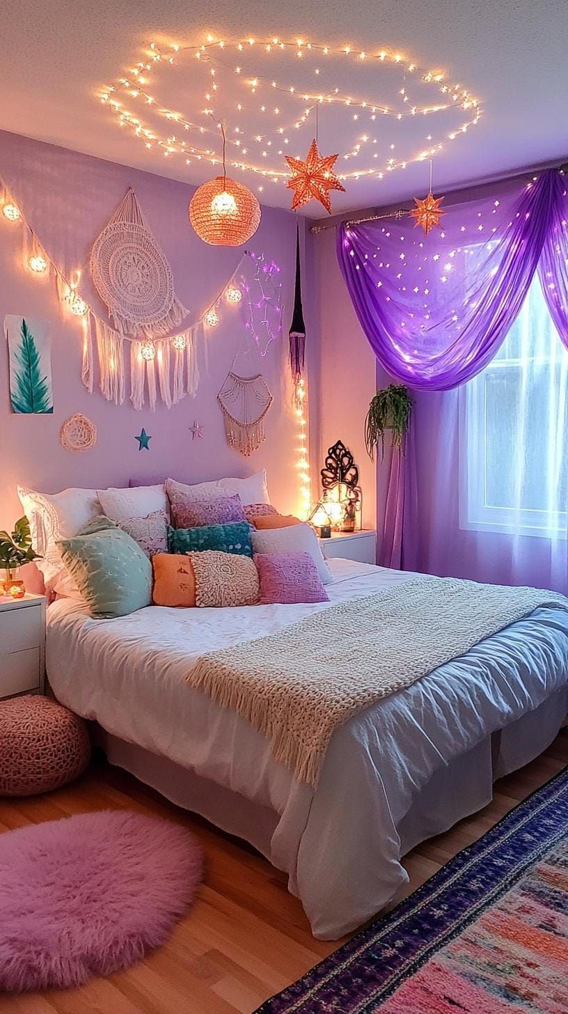 11. Celestial Dreamscape: Infuse celestial blues and purples with star motifs and constellation decor-2