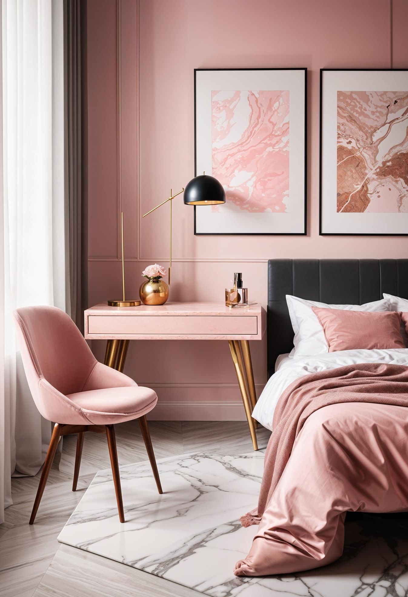 36. Stylish Pink Marble Desk Makeover-0