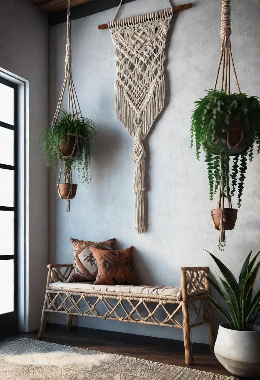39 Chic Small Entrance Hall Ideas: Creative Solutions for Welcoming Spaces 25 22. Entryway Macrame Plant Hangers-0