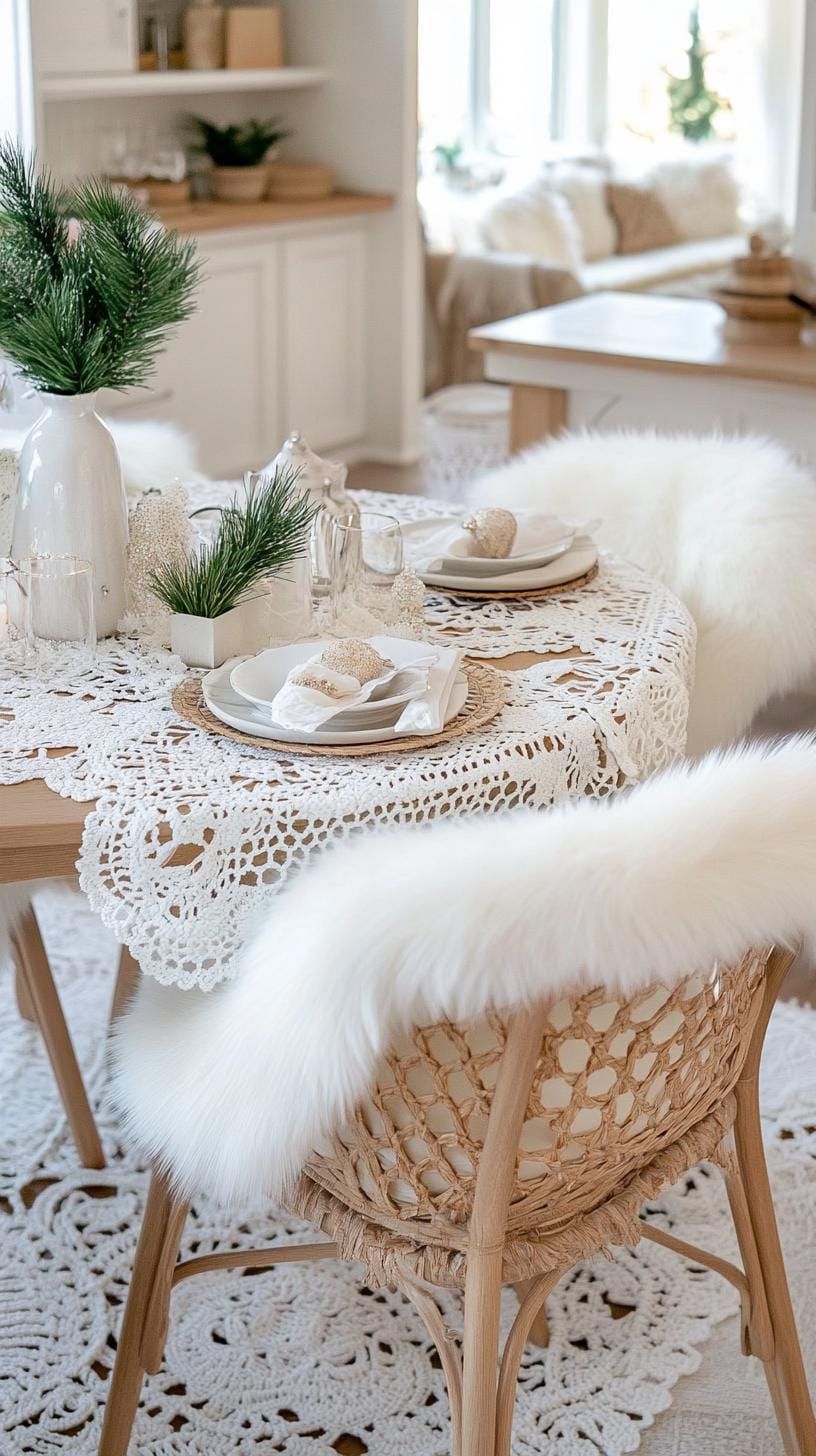 15 Unique Winter Tablescapes To Transform Your Dining Room 42 15. Winter Whimsy: Textured Whites Display-2