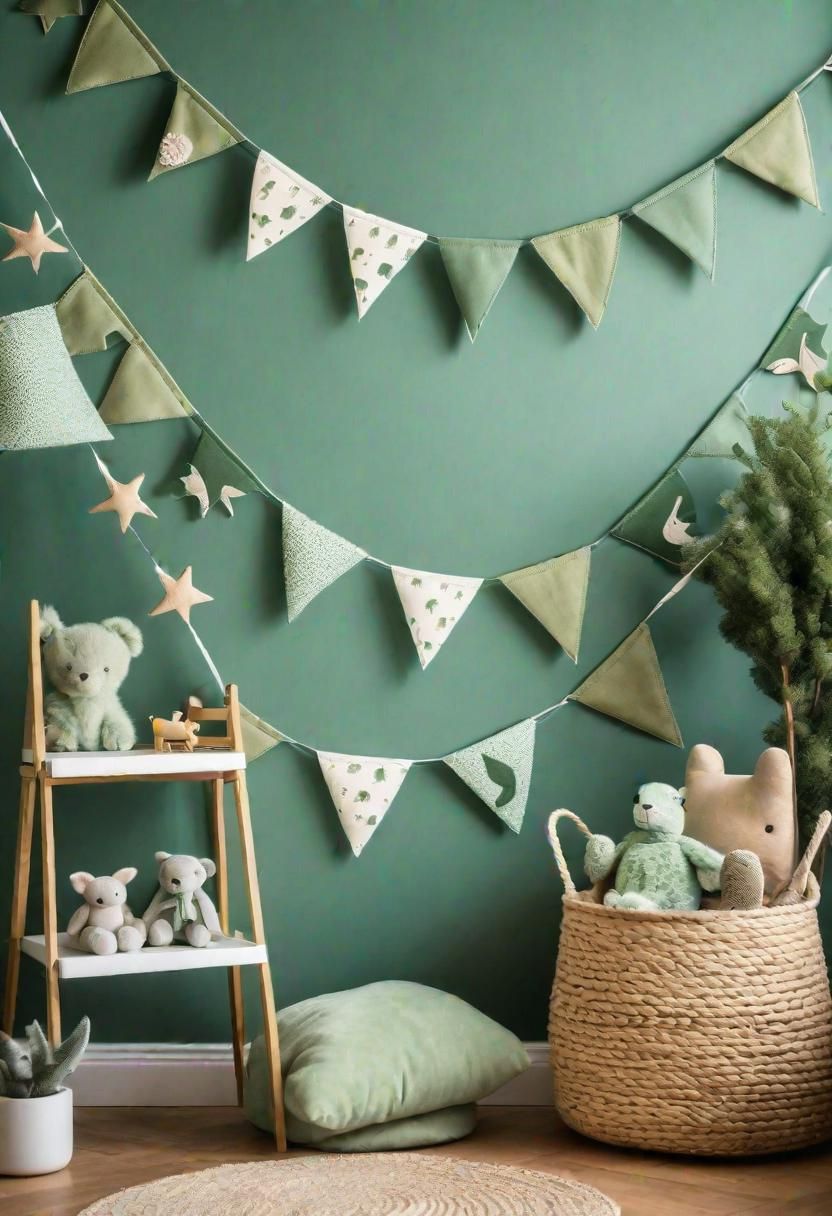 45 Serene Sage Green Nursery Ideas: Calming and Chic Inspirations 53 43. Bunting for Sage Green Nursery-0