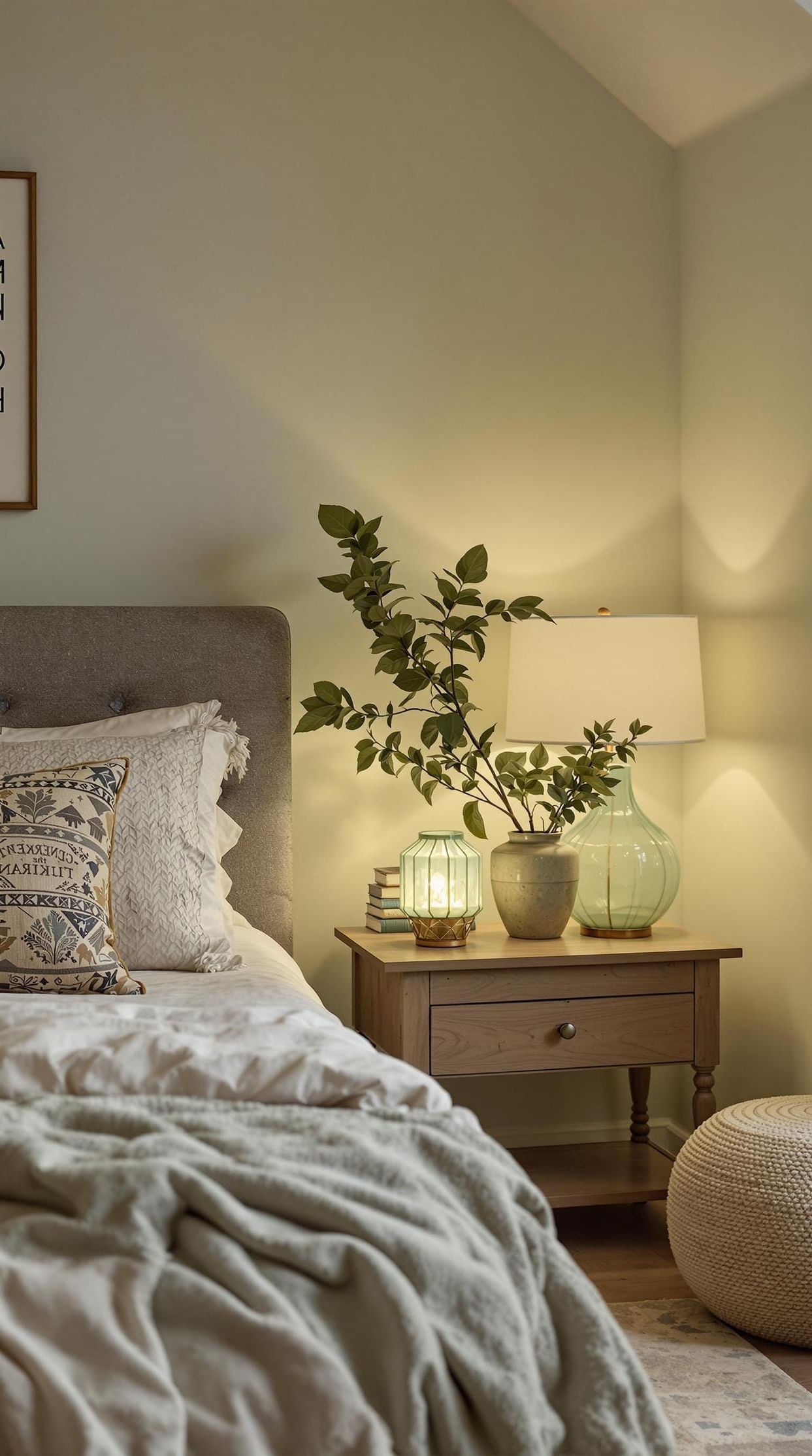 23. Mood Lighting: Use sage-hued glass lamps or lanterns to cast a soft, ambient glow-0