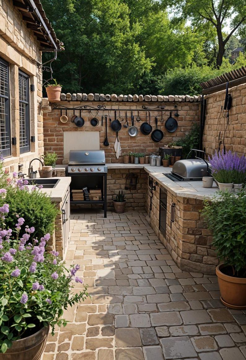 21 Stunning Outdoor Kitchen Patio Ideas (NEW) 42 16. French Countryside Patio Kitchen-0