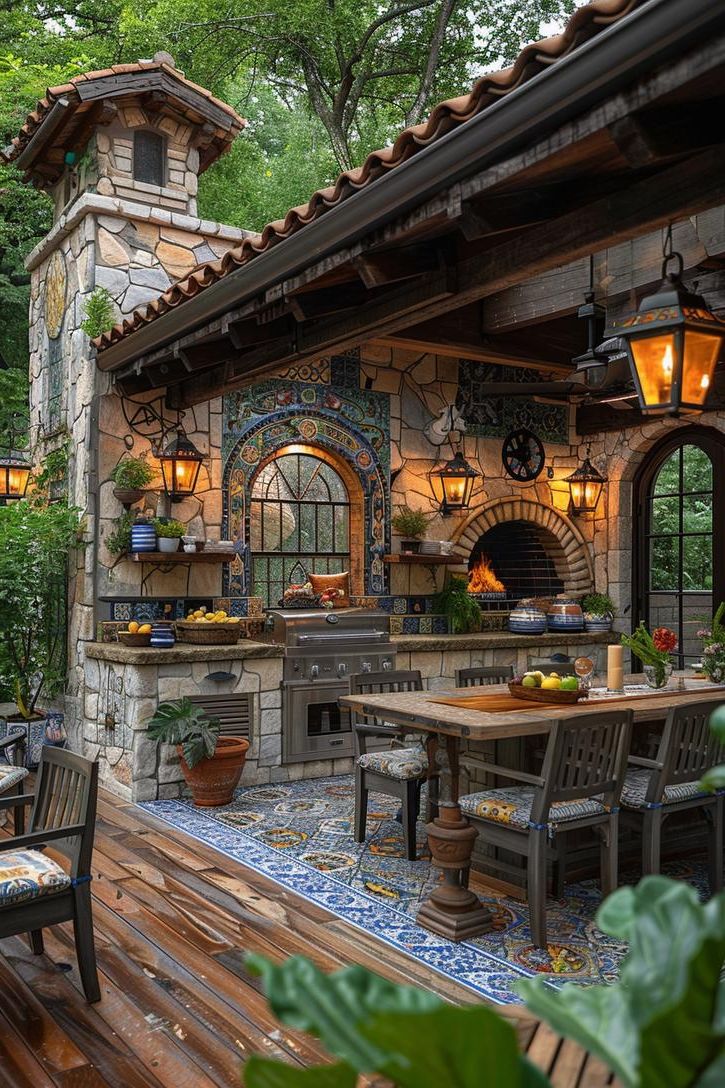 21 Stunning Outdoor Kitchen Patio Ideas (NEW) 47 17. Custom Artisan Outdoor Kitchen Design-2