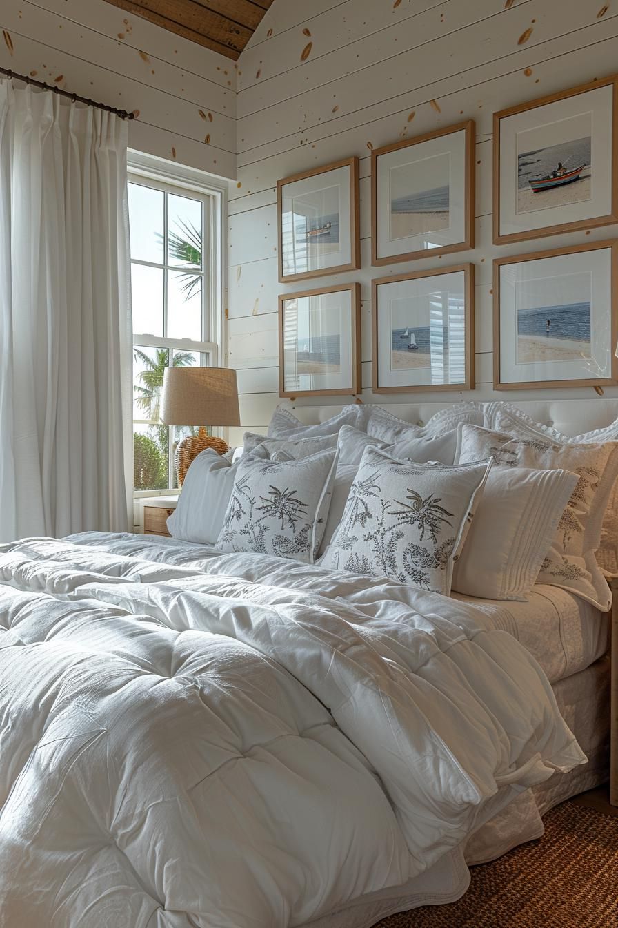 15 Aesthetic Coastal Bedroom Ideas For A Dreamy Retreat 23 10. Coastal Gallery Wall Inspiration-0