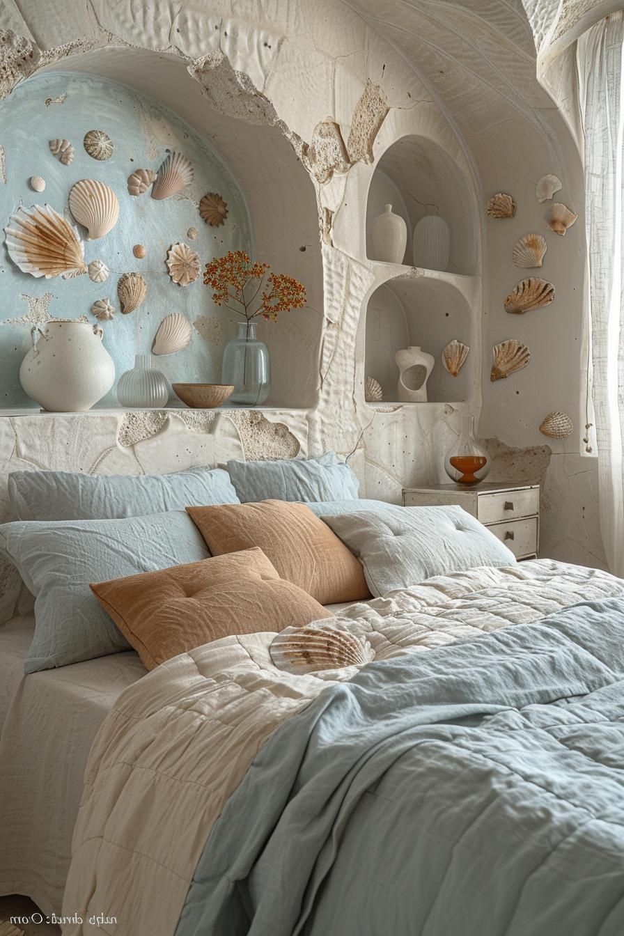 21 Modern Coastal Bedroom Ideas For a Relaxing Retreat 11 4. Seaside Shell Decor Ideas-1
