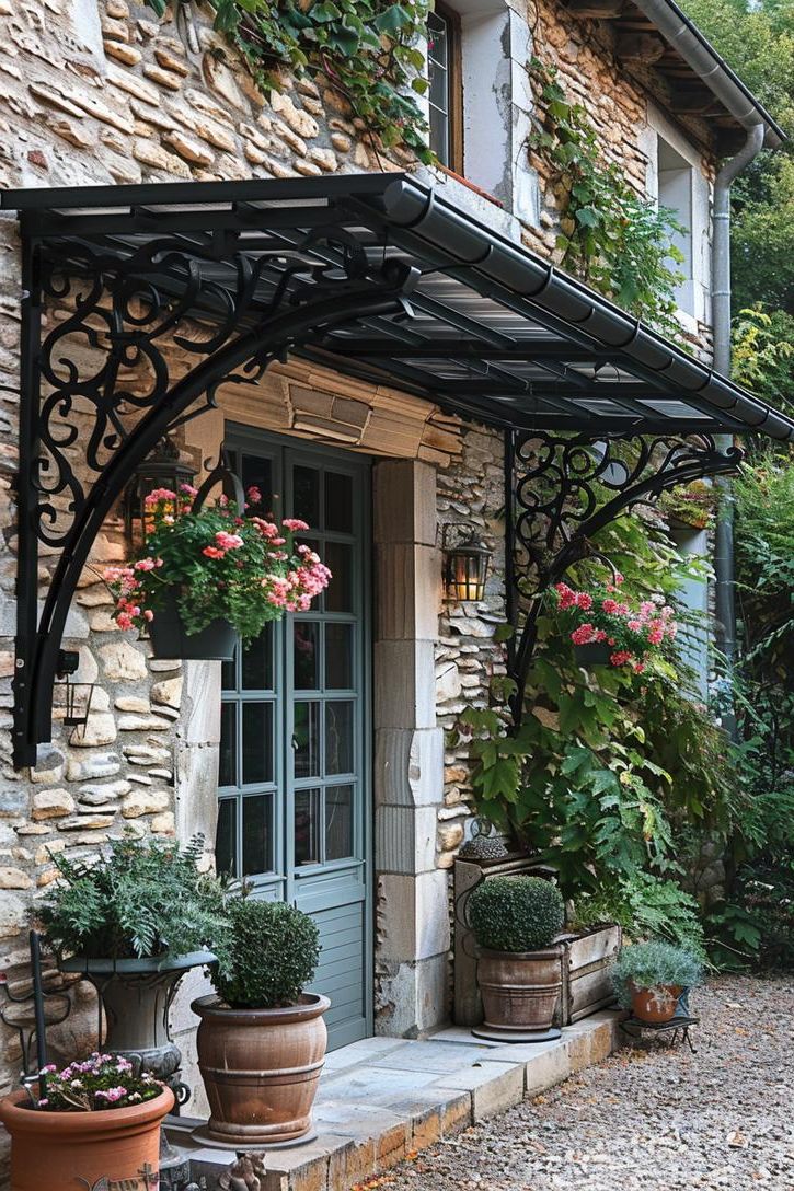 19 Unique Patio Roof Extension Ideas For A Stunning Backyard 19 6. Metal Awning with Climbing Plants-1