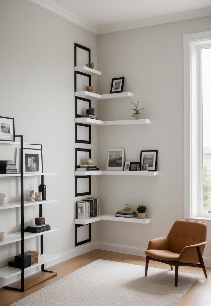 21 Elegant Built-In Shelves Ideas for the Living Room 24 17. Wraparound corner shelves integration-0