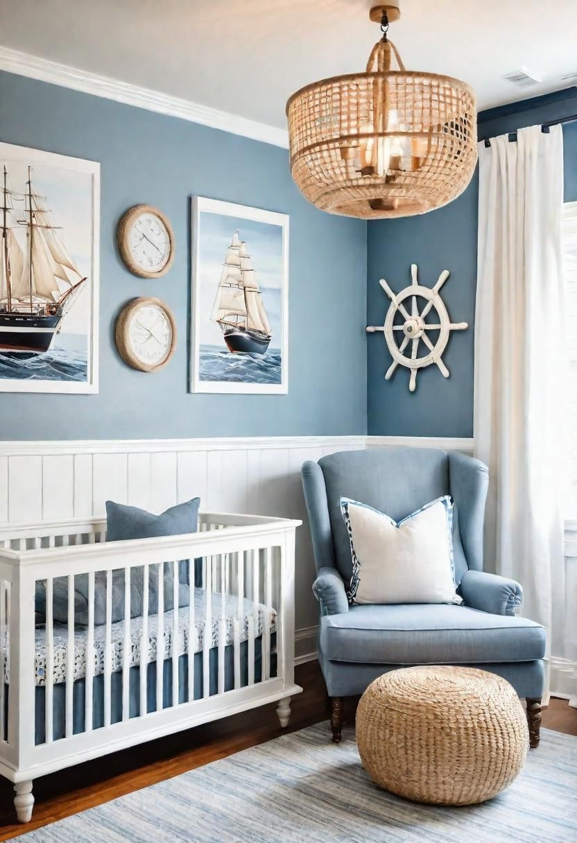 29 Serene Gender-Neutral Nursery Designs: Stylish & Inclusive Spaces for Every Baby 19 16. Nautical Coastal Gender Neutral Nursery-0