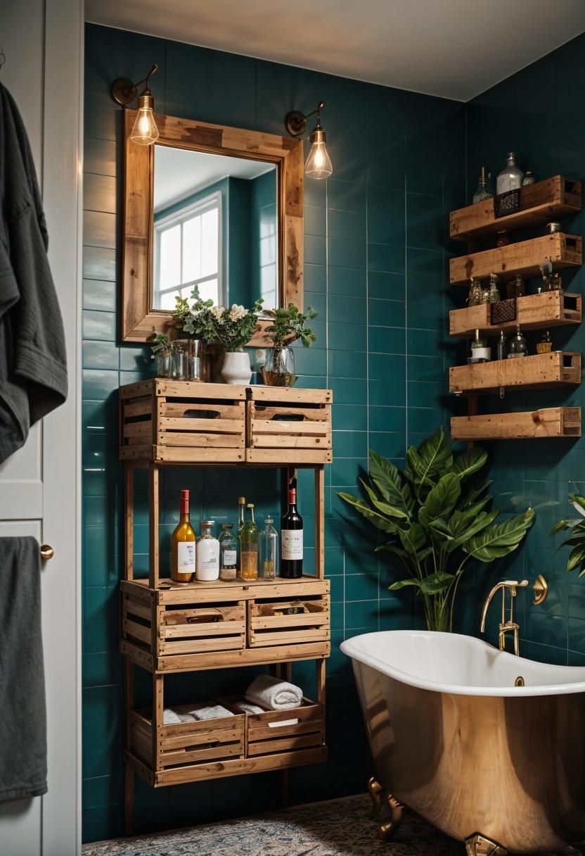 17. Creative Bathroom Storage with Wine Crates-0