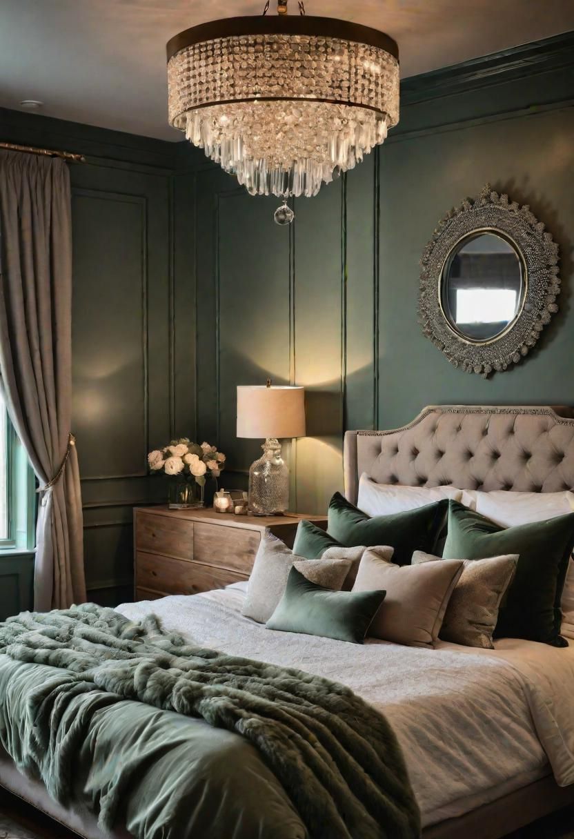 39 Sage Green Farmhouse Bedroom Ideas: Trendy Rustic Chic 21 11. Sage Green Bedroom Glamour-0