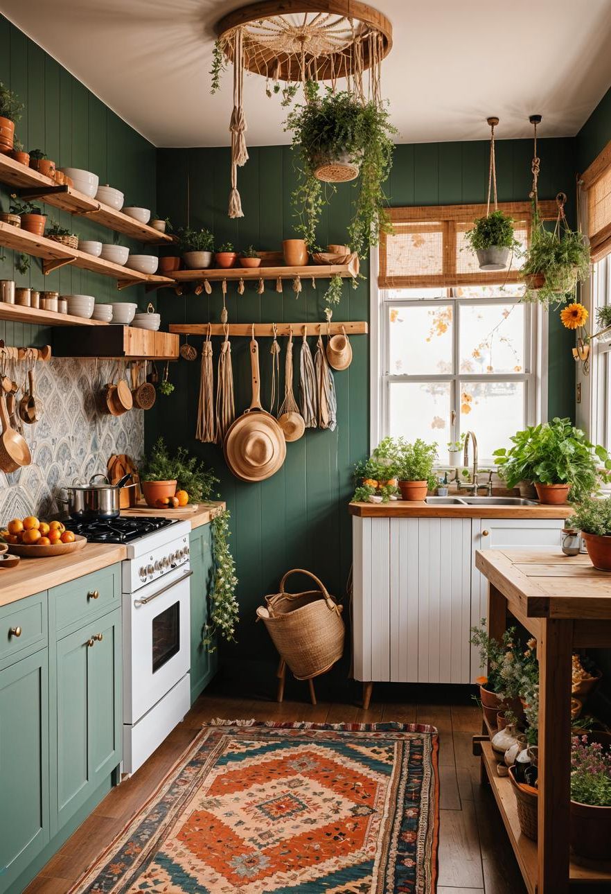 27 Stunning Boho Kitchen Designs That Will Inspire You 33 21. Boho Cottagecore Fusion Inspiration-1