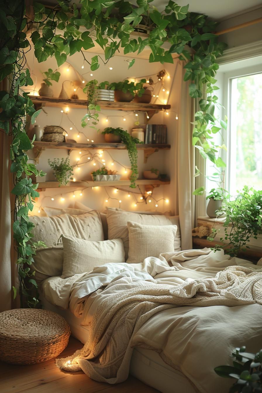 4. Rustic Dorm Room Plant Shelves-0
