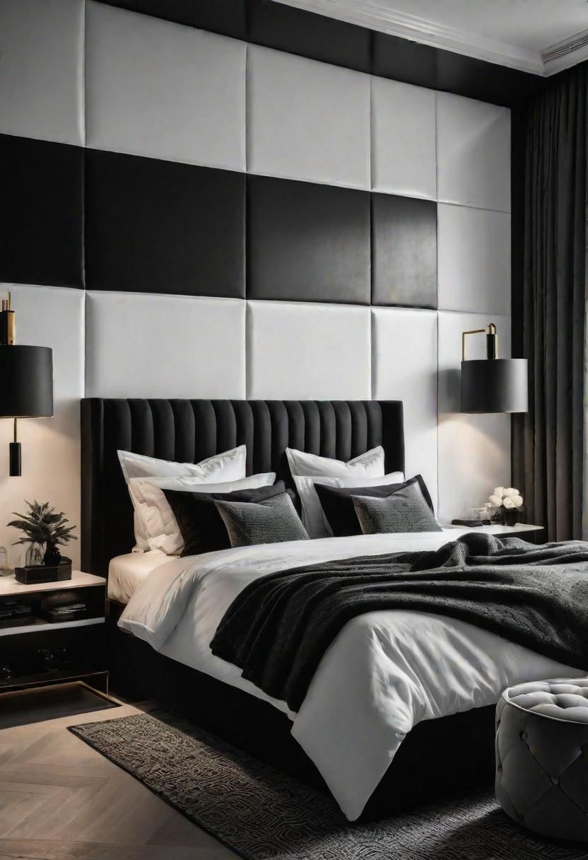 45 Black and White Bedroom Ideas for Timeless Elegance 16 14. Bold Monochromatic Headboards-0