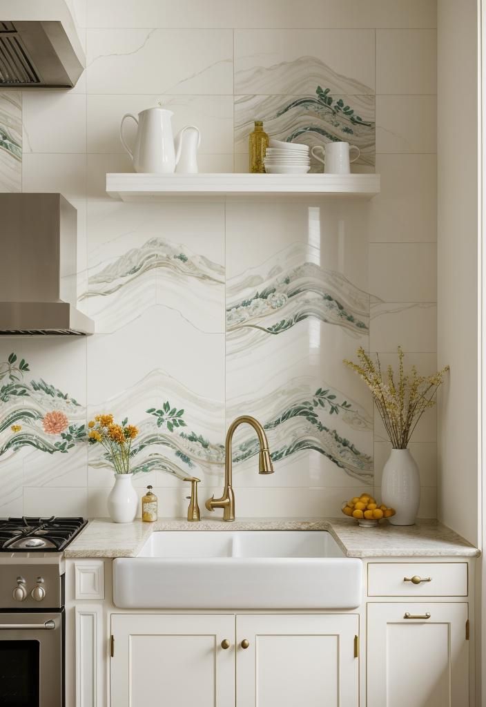 35 Stunning Kitchen Backsplash Ideas: Creative and Eye-Catching Designs 8 5. Artisan Porcelain Tile Designs-0