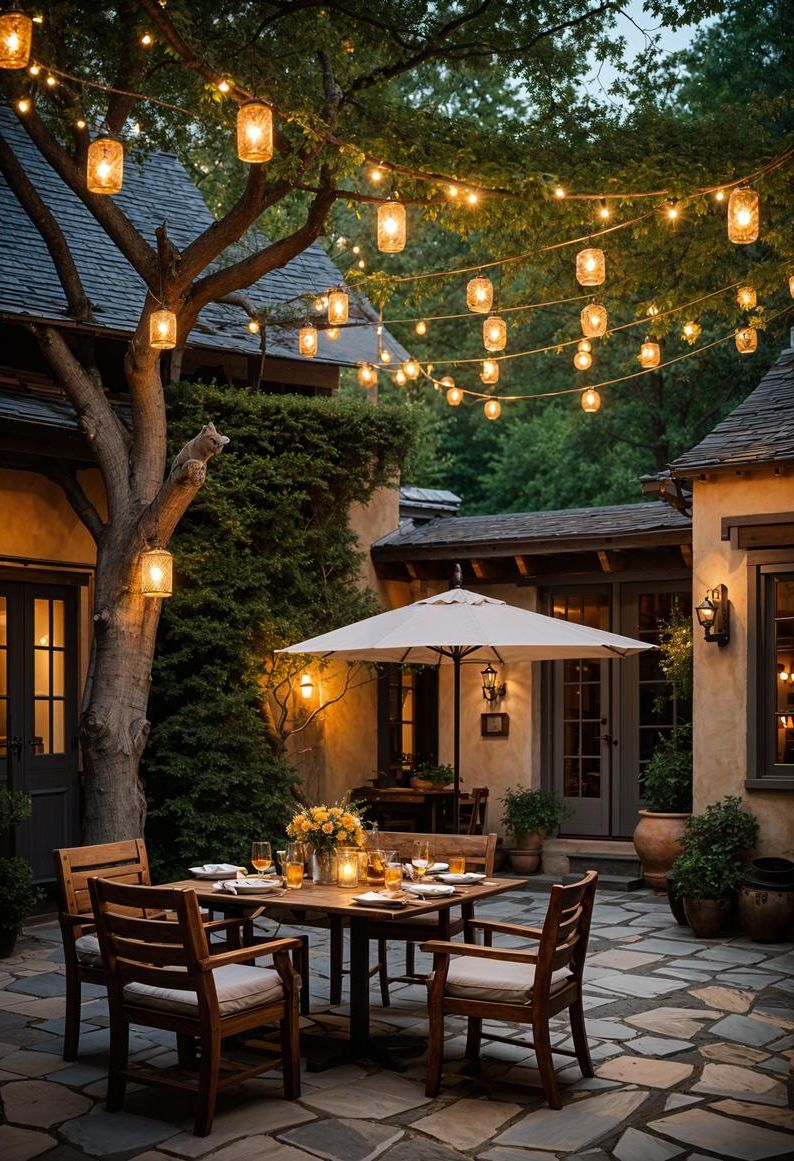 21 Small Flagstone Patio Ideas You’ll Love 37 13. Enchanting Outdoor Dining Haven-0