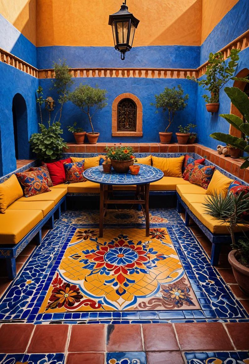 15 Stunning Mexican Patio Ideas for Your Home 4 1. Talavera Tile Designs for Patios-1