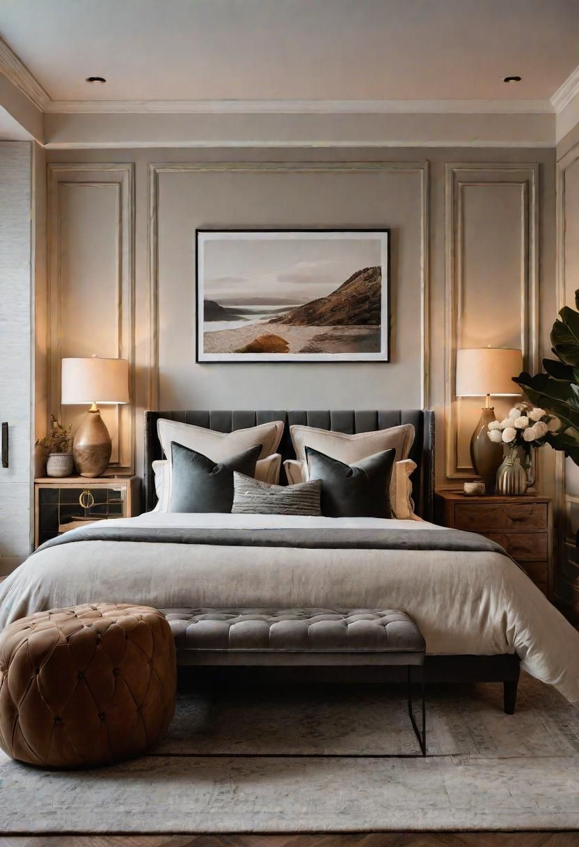 51 Neutral Bedroom Designs: Effortless Elegance for Peaceful Dreams 36 30. Elegant Eclectic Bedroom Mix-0