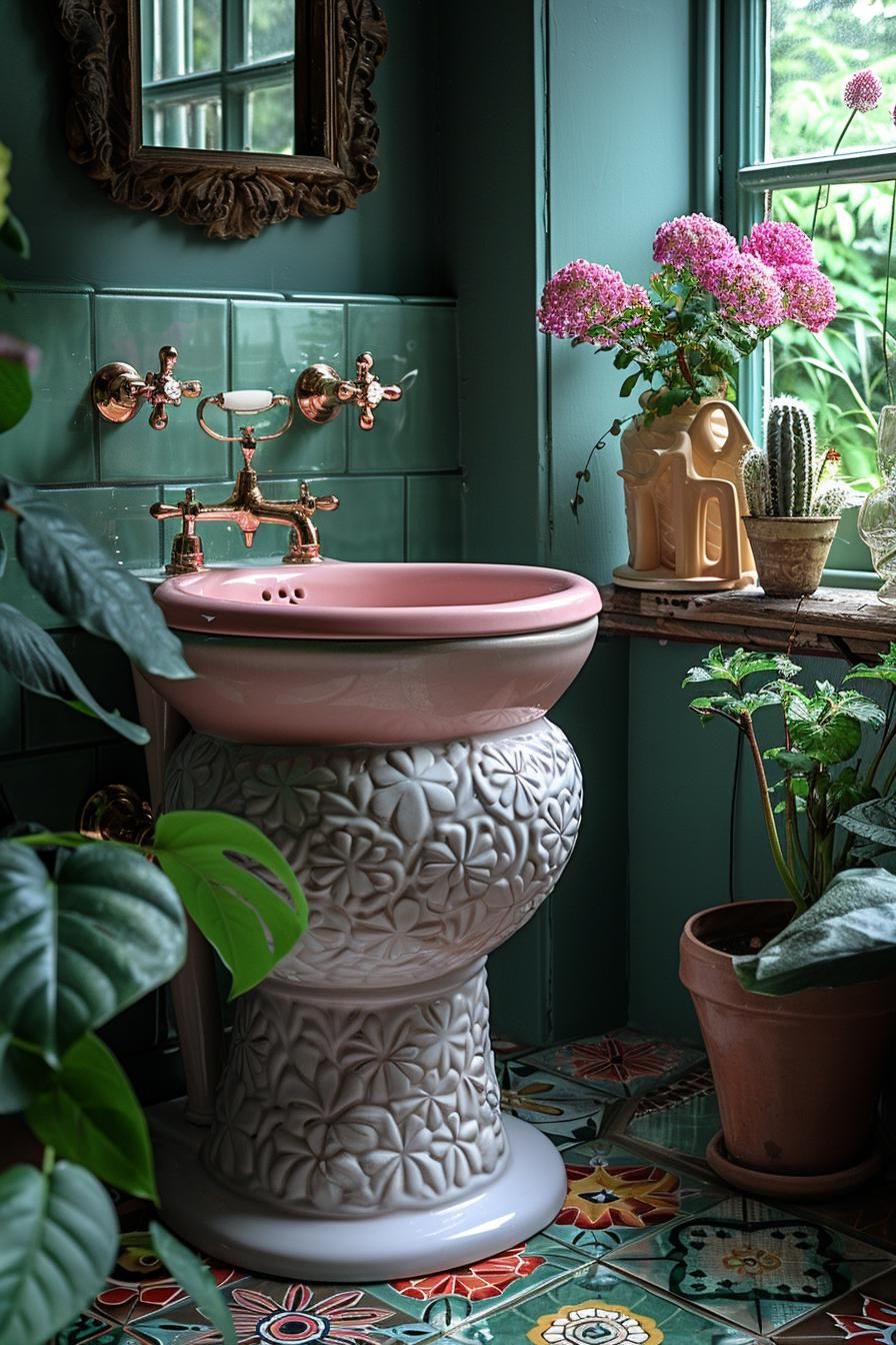 15 Chic Mid Century Modern Bathroom Ideas For Timeless Elegance 5 1. Retro Geometric Bathroom Color Scheme-2