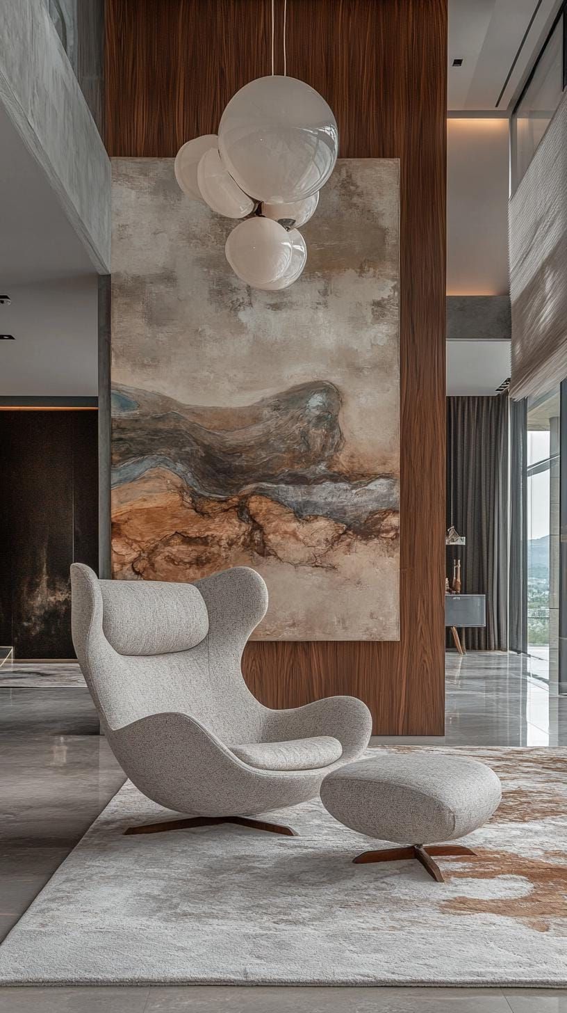 7. Oversized abstract wall art in muted natural shades-1